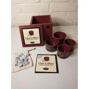Liar's Dice A Classic Bluffing Game with Wooden Storage Box Red